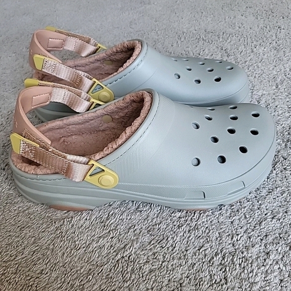 Crocs All Terrain Clogs Mens 12 Gray Comfort Lined Adjustable Strap Slip On - Picture 1 of 12